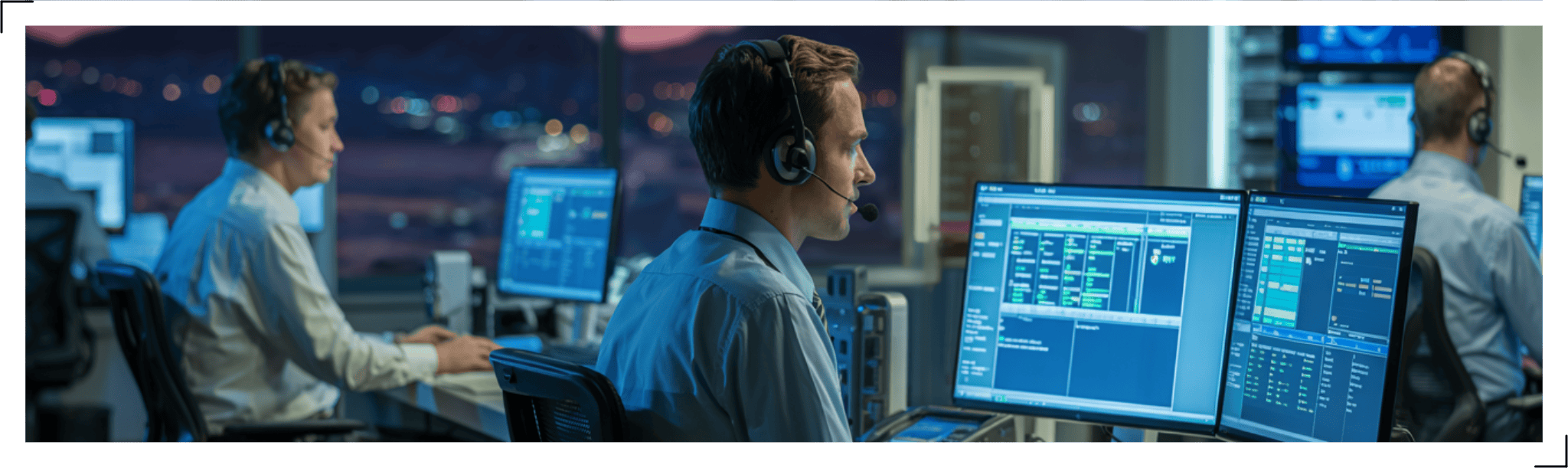 Rendering of employees providing help desk support.