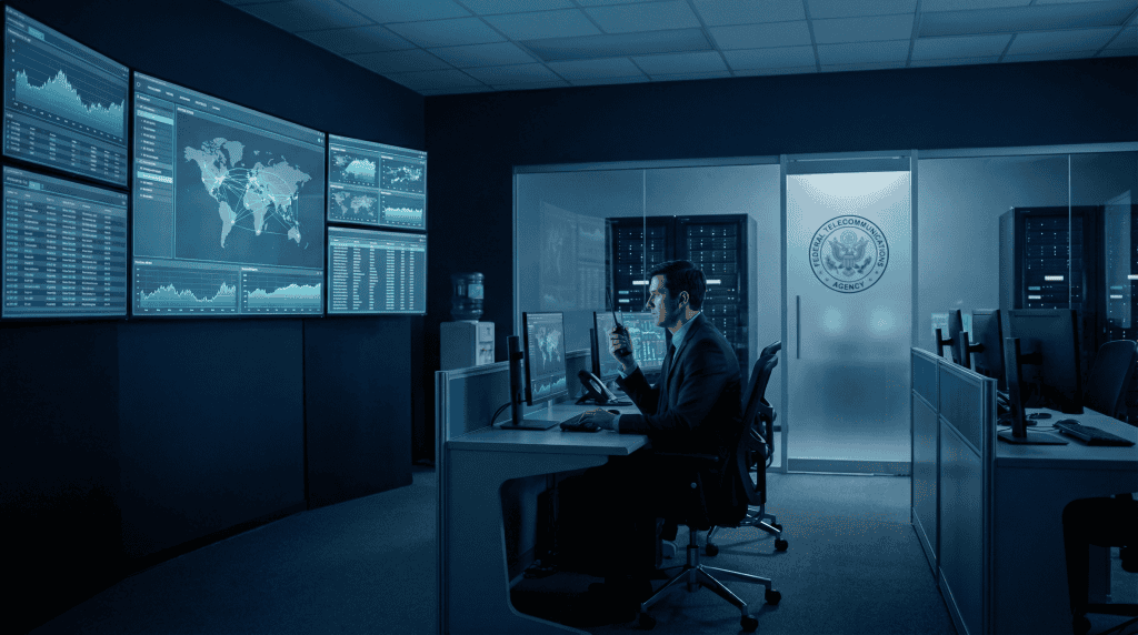 Communications Center Communications Center with man sitting at his computer.